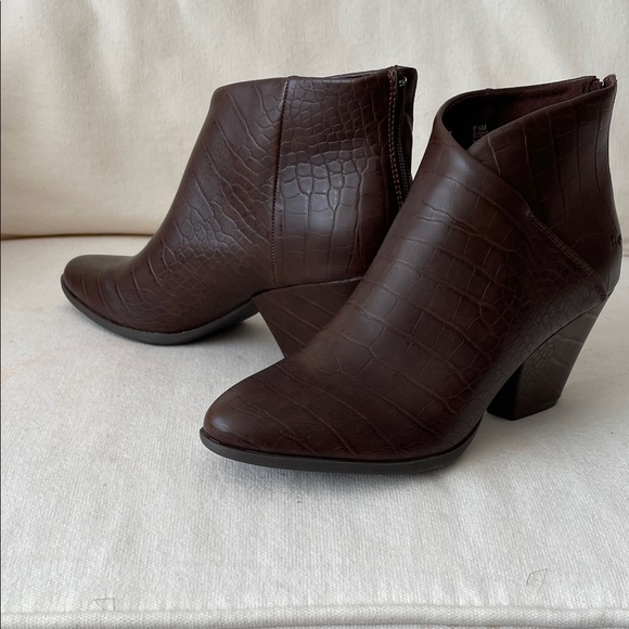 boc Shoes - boc Dark Brown Croc-Embossed Ankle Booties